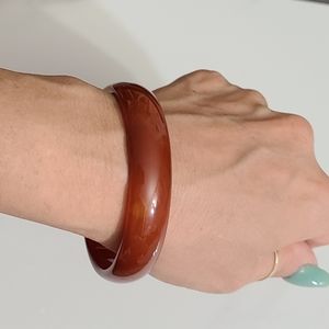 SOLD - Large Natural Carnelian Chalcedony Bangle Bracelet 66mm